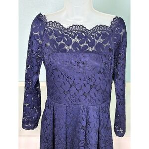 Missmay Medium Lined Dress Lace Stretch Women Navy Blue New Floral City Cocktail